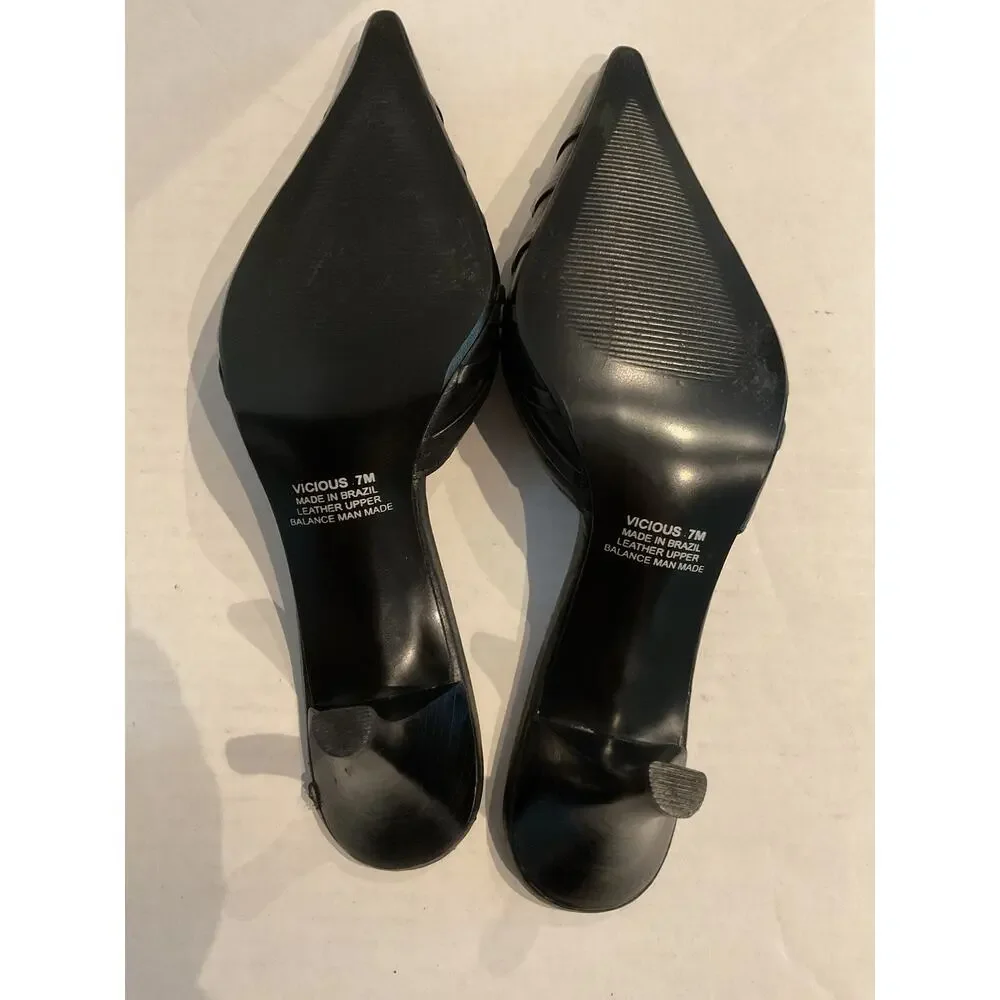 Carlos-Carlos Santana -“Vicious “ - Slim Low Heeled Leather Mules - Brazil - 7M